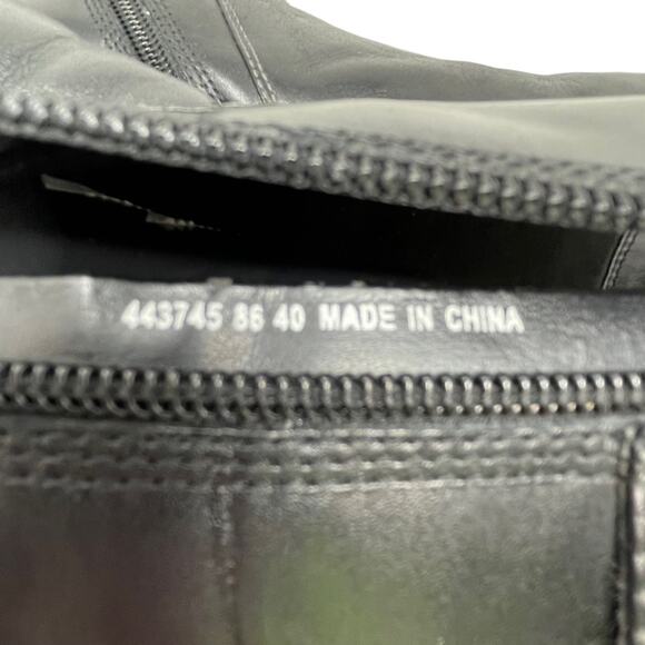 Ecco Size 40(9) Black Leather Mid Calf Boots Adjustable Buckle Side Zip-Flaw - Picture 14 of 16